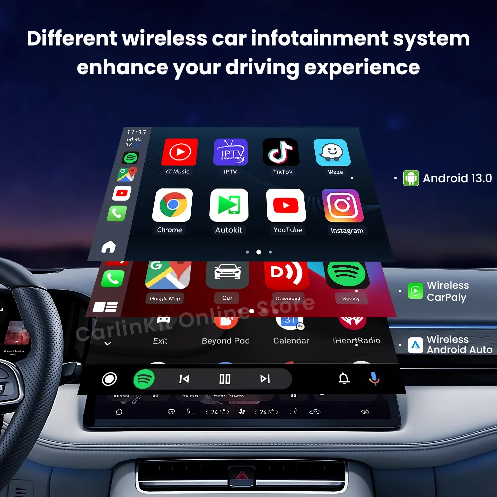 Carlinkit Android 13 Tv Box LED 8+128GB CarPlay Wireless Android