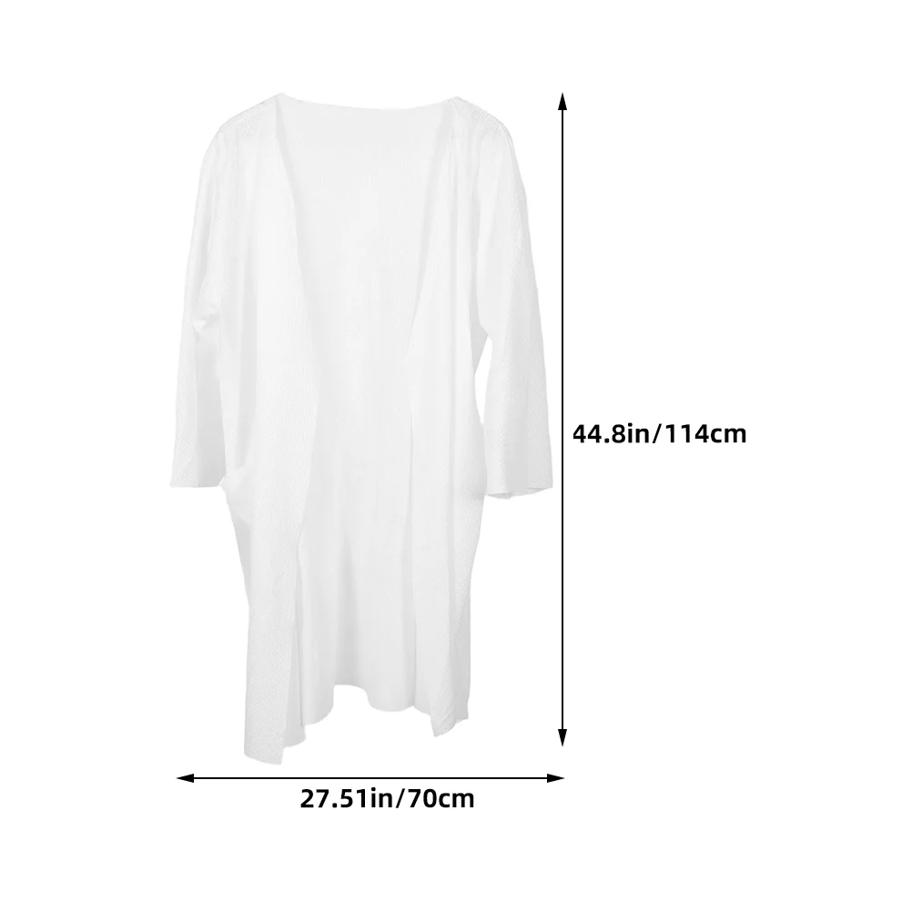 Collar Bathrobe Miss Pajamas for Men White Cotton Waffle Dressing Gown Robes Female