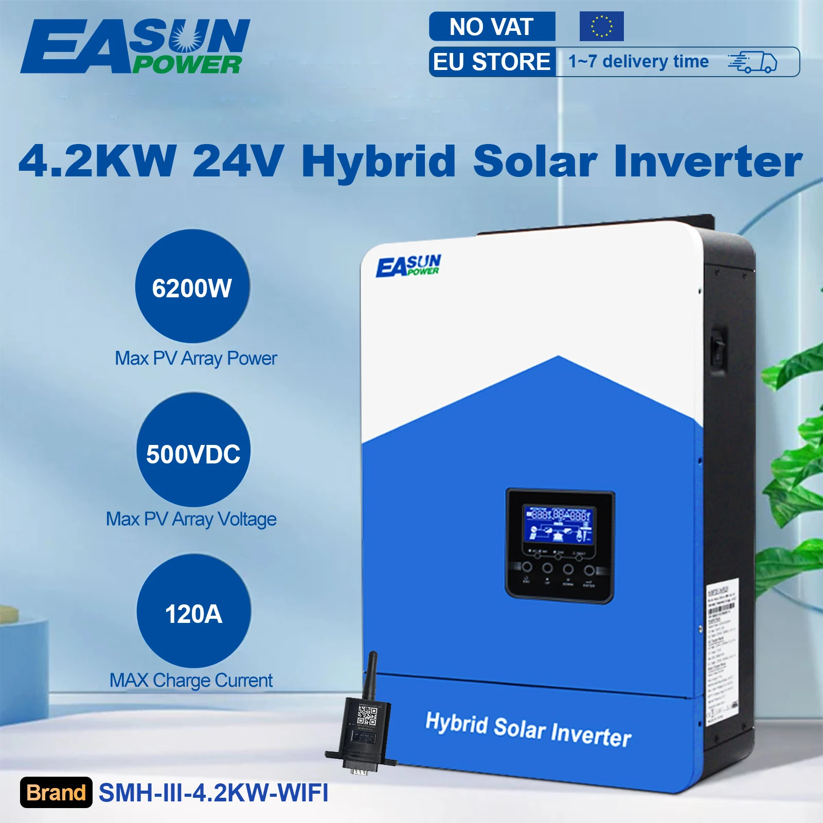 Easun عاكس للطاقة الشمسية الهجين 6.2KW 4.2KW 3.2KW 2.2KW 12v 24v 48v MPPT خارج الشبكة 50/60HZ موجة جيبية نقية 120A 80A 230v شحن بالطاقة الشمسية #3