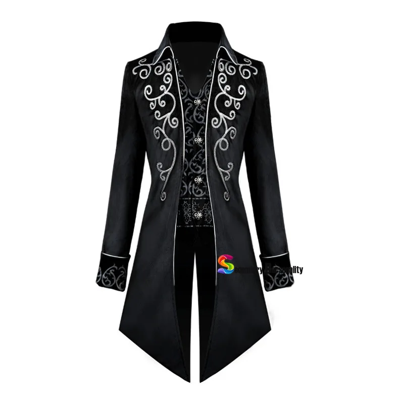 Halloween swallowtail cos suit medieval retro costume mid-length punk men's cosplay coat European and American new style