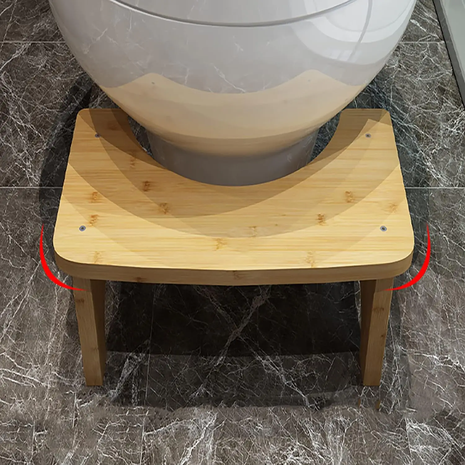 Squatting Toilet Stool Upgrade Bamboo No Installation Not-Slip Bathroom Toilet Stool for Adults Children