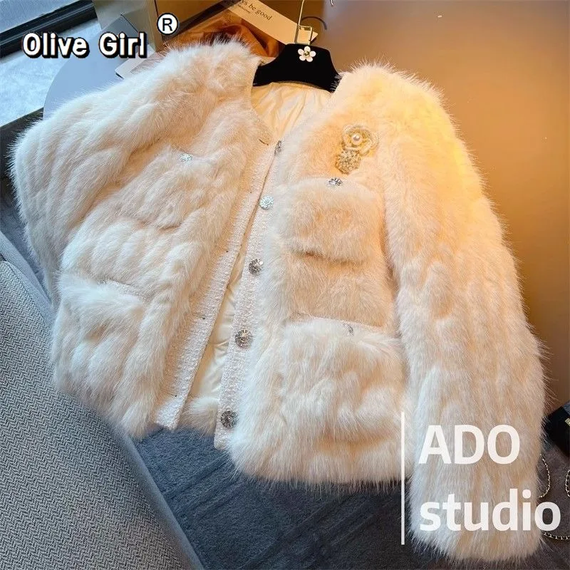 

Роскошное женское пальто, одежда, зимние высококачественные пальто из искусственного меха, супер красивая хлопковая куртка с белым мехом, верхняя одежда, наряд
