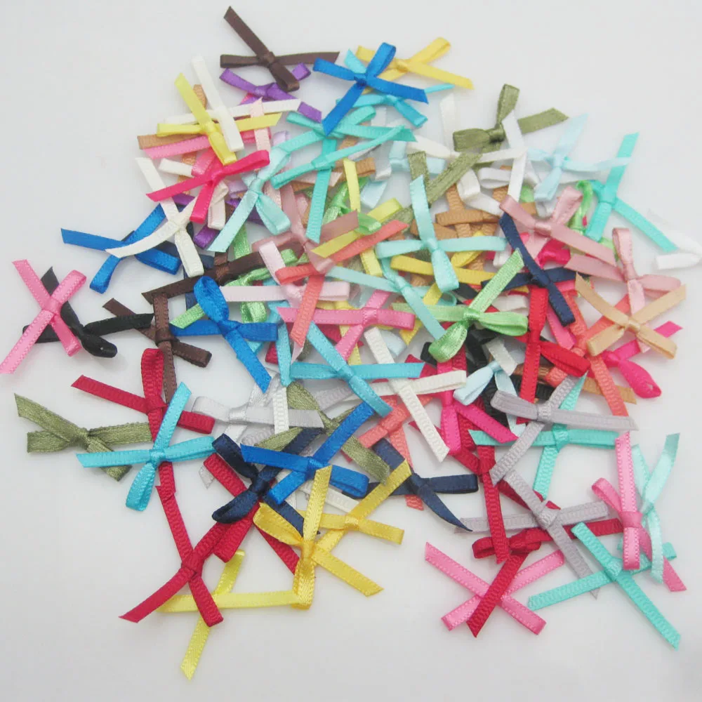 100 pezzi circa 3,5 mm di larghezza piccoli fiocchi di nastro annodati vestiti per bambini papillon fai da te biancheria intima artigianale