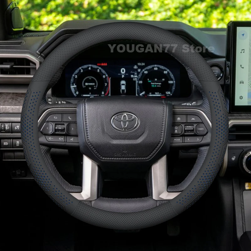 

Leather Car Steering Wheel Cover For Toyota Tacoma Tundra 2024 2012-2023 Non-slip Auto Steering Wheel Toyota Hilux Accessories