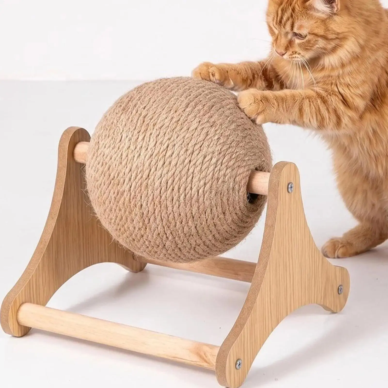 Hasen-Kratzball aus Holz, Kippsicher, Interaktives Katzenspielzeug für Kleine, Mittlere und Große Katzen, Hasen, Innen- und Außenbereich, Haustierzubehör