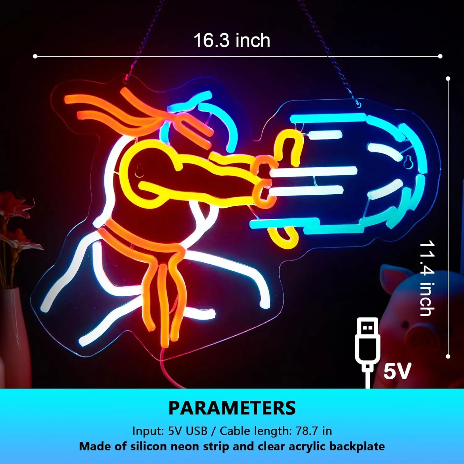 Game Fighter Neon Schild, dimmbare Neonlichter für Jungenzimmer, Spielzimmer, Schlafzimmer, Männerhöhle, Party-Dekoration, Ästhetik, Zeichnen, Geburtstagsgeschenke