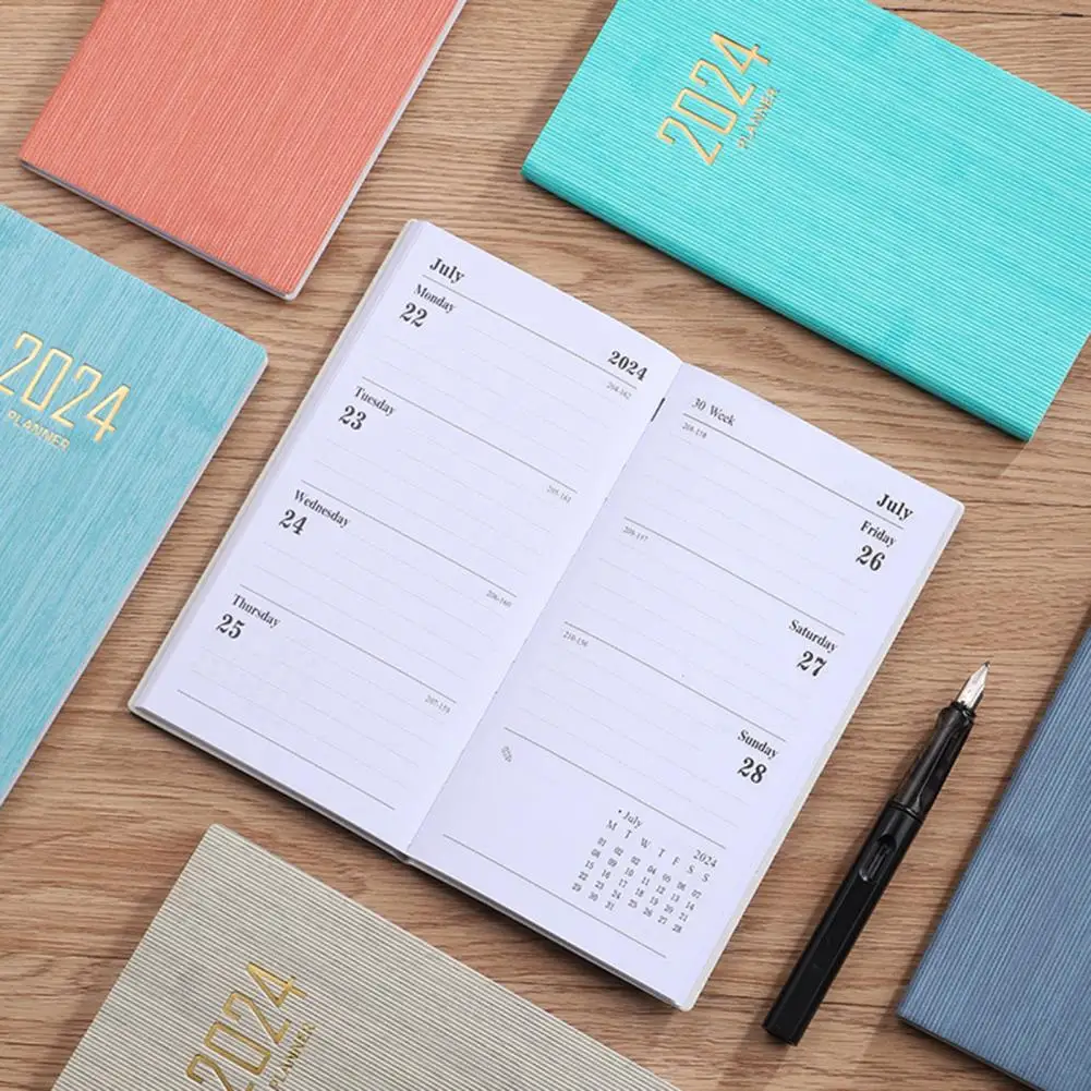 Study Planner Notebook 2024 Planner Notebook Set with Fake Leather Cover Thick Paper Weekly/monthly Calendar for Home Office