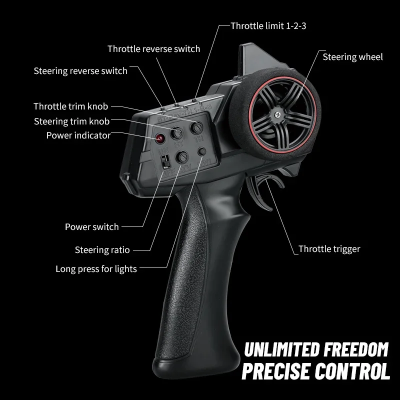 Coche de escalada todoterreno RC de 2,4G, luces de simulación con tracción en las cuatro ruedas, vehículo de Control remoto, 3 velocidades, 12 KM/H, juguetes para niños al aire libre