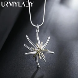 URMYLADY 40-75cm 925 sterling Silver charm big Starfish flower Necklace For Women Fashion Party Wedding Jewelry Christmas Gifts