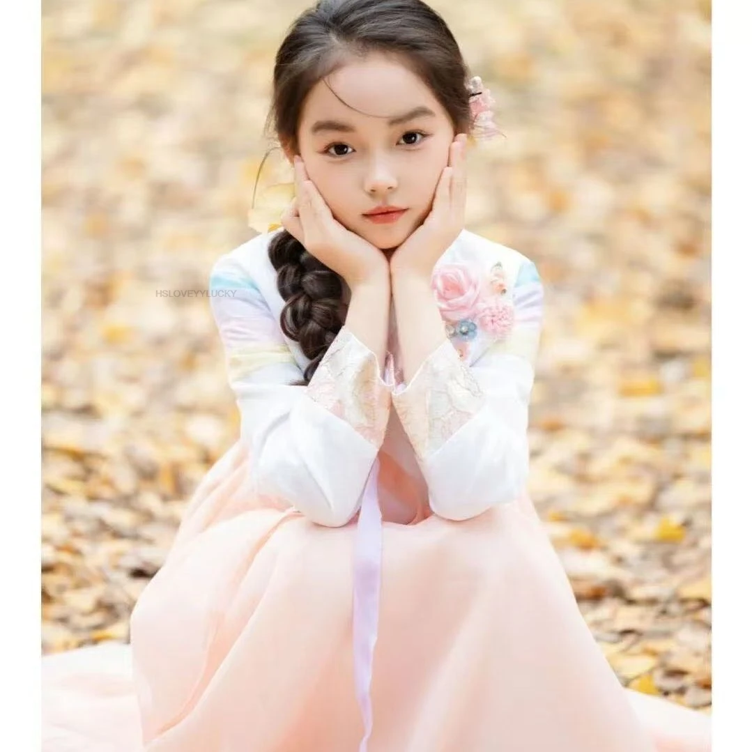 Girls Korean Hanbok Dance Dress Ethnic National Minority Children's Performance Dancing Stage Costume Korean Hanbok Dance Dress