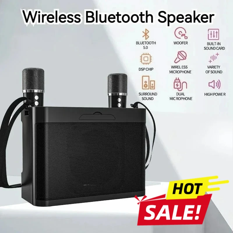 

Ultimate Party Gift 2026 Wireless Bluetooth Speaker with Dual Microphones Portable Karaoke Machine HiFi Stereo Powerful Boombox