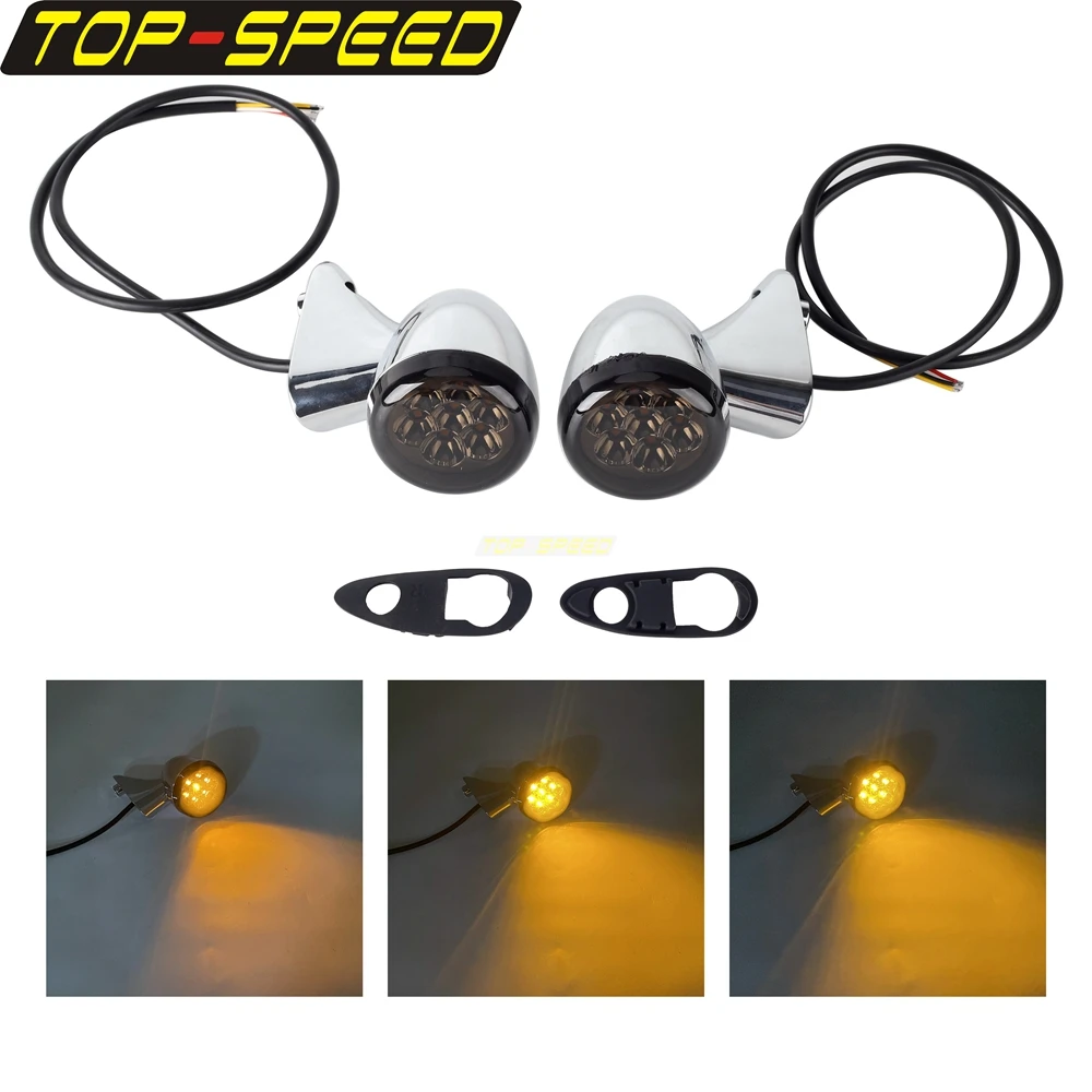 4 Wire Motorcycle LED Turn Signal Lights Front Amber Flashing Light Blinker lamp Moto Indicator Lamp For Harley Road Glide 15-23