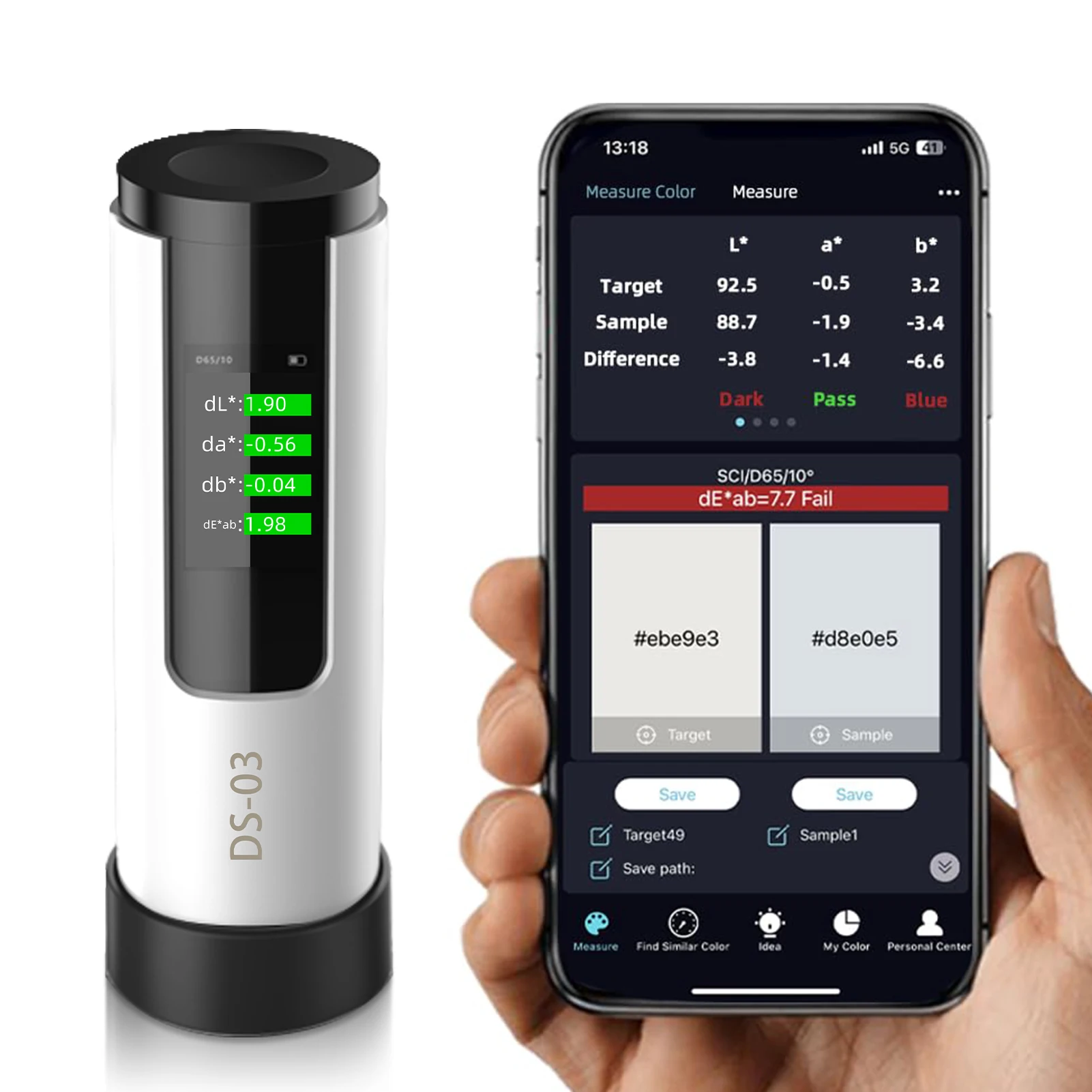 ポータブル比色計 デジタルポケット比色計 D/8 SCI 測定構造 8mm 照明開口部 クイックメジャー 1.14 インチ