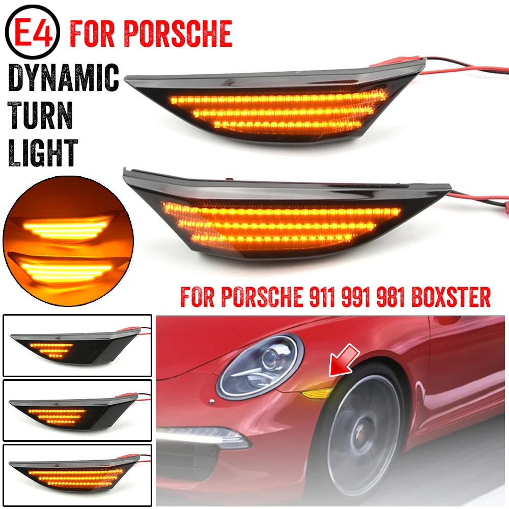 

Высококачественный динамический светодиодный боковой габаритный фонарь указателя поворота для Porsche Boxster Cayman 982 981 718 Spyder 991 911 Carrera