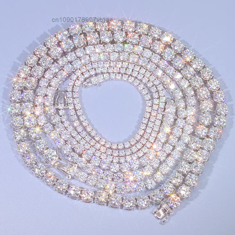 Silver Sterling 925 GRA Certificate Pass Diamond Tester Moissanite Diamond 3mm Chain Iced Out Tennis Chain.