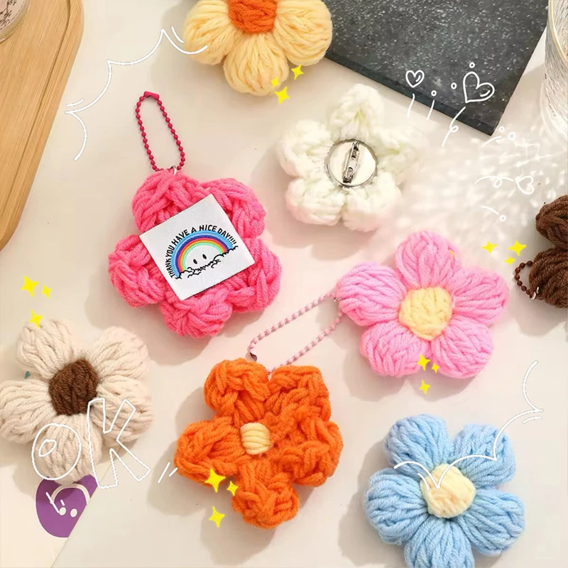 1PC Flower Bag Backpack Pendant Cute Plush Keychain Pendant Brooch Diy Jewelry Accessories