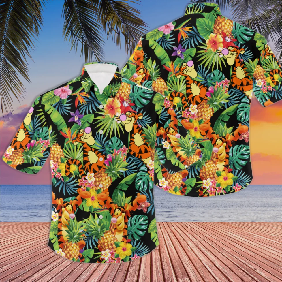 

Tigger Hawaiian Shirt Summer Beach Trip Family Hawaiian Shirt Disney Hawaiian Shirt Vintage Button Down Shirt