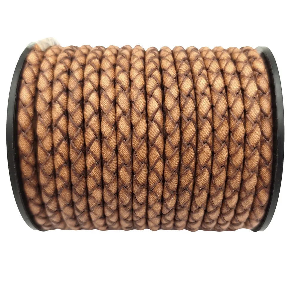 

Burnt Natural Braided Leather Cords Woven Folded Genuine Leather Strap Jewelry Making Bolos Tie