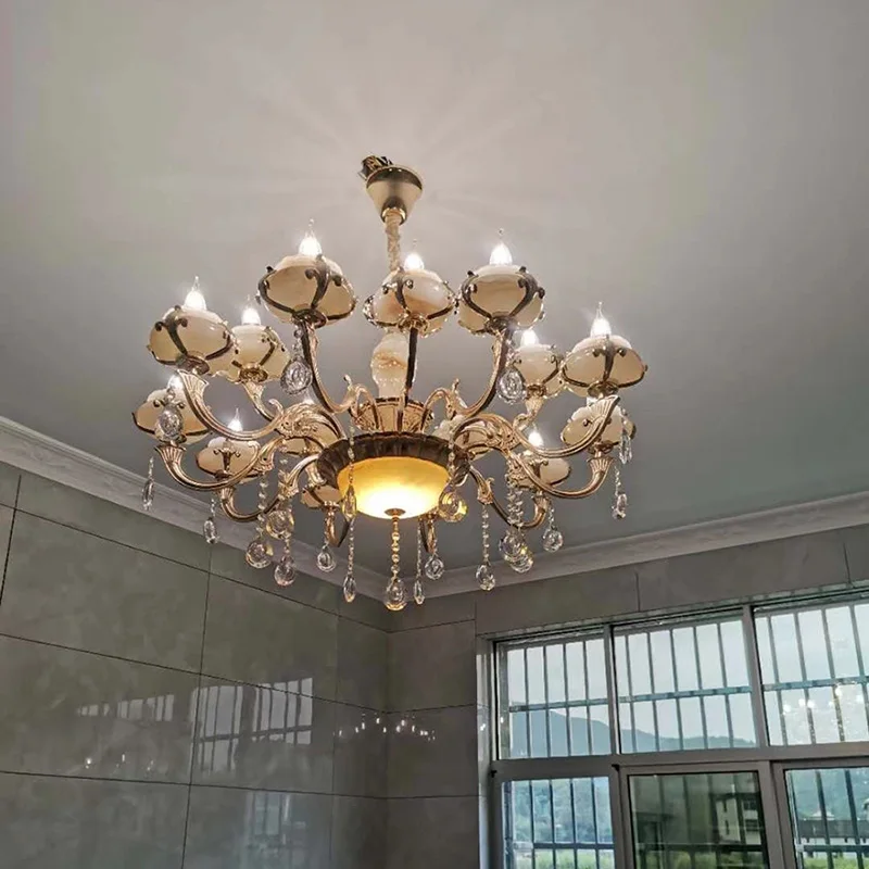 Living Room Large Chandeliers Building Villa Duplex Hotel Lobby Staircase Luxurious Atmosphere European Crystal Long Chandelier
