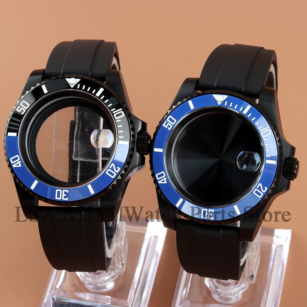 

Black PVD 40MM NH35 Watch Case Sapphire Glass Rubber Strap For Yacht-master GMT Submariner Seiko NH34 NH35 NH36 NH38 Movement