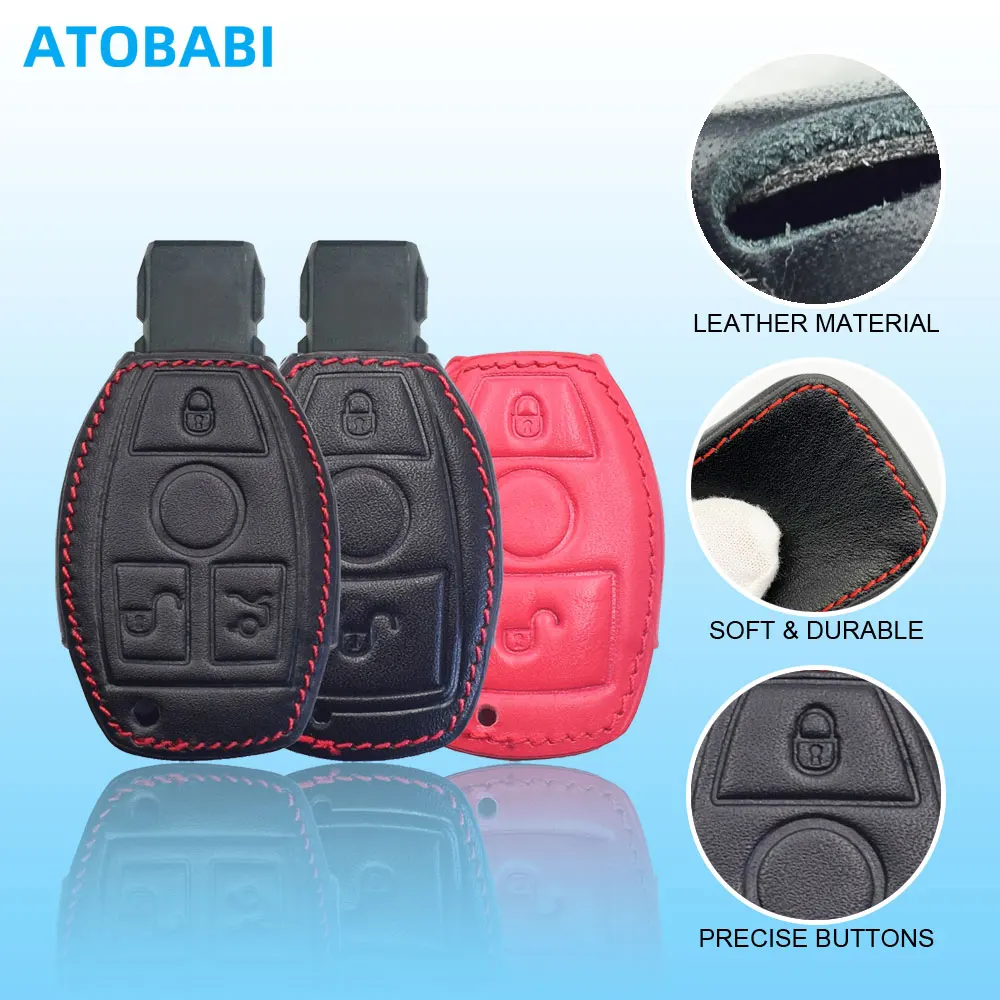 Leather Car Key Cover For Mercedes Benz A B C E G R S M Class W204 W211 W212 W221 Smart Remote Fobs Shell Case Protector Key Bag