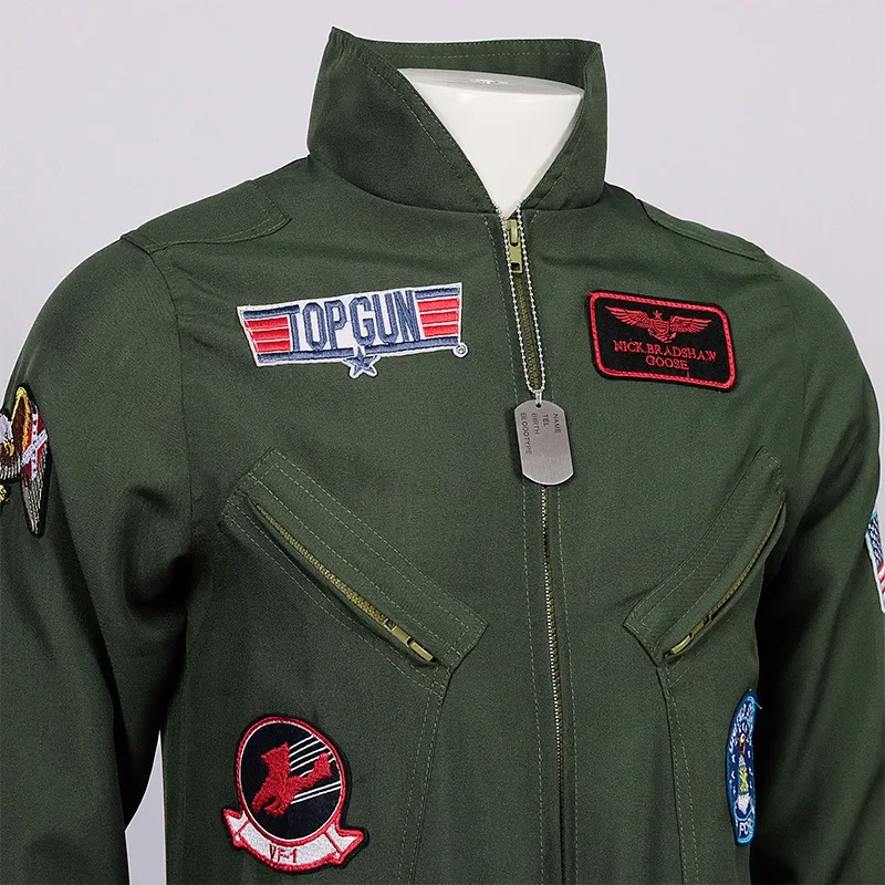 Uniforme Cosplay da Força Aérea Americana Masculino, Trajes de Halloween Macacão Verde Exército, Piloto Militar, Astronauta, Halloween, Filme Top Gun