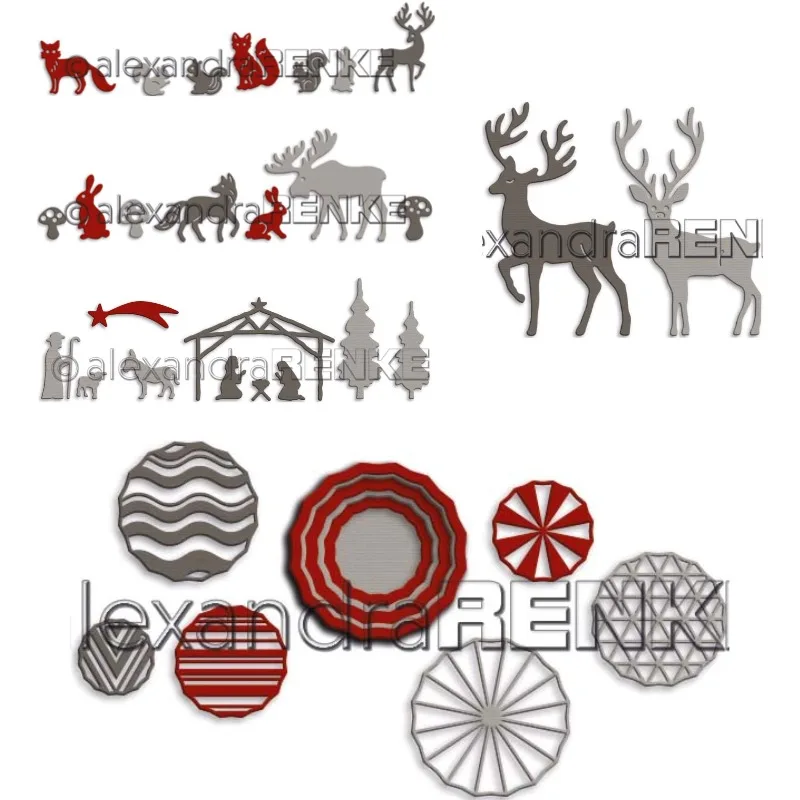 Rabbits and Deer Standing Together Metal Cutting Dies Slimline Essentials Scrap Booking Card Stencil Cut Die for DIY Handmade