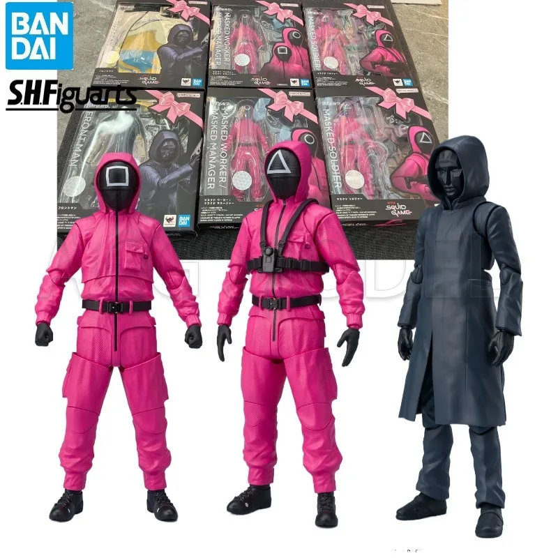 

In Stock Bandai SHF Game Manager Round Face Male Black Triangle Face Square Face Action Figure Collection Gift