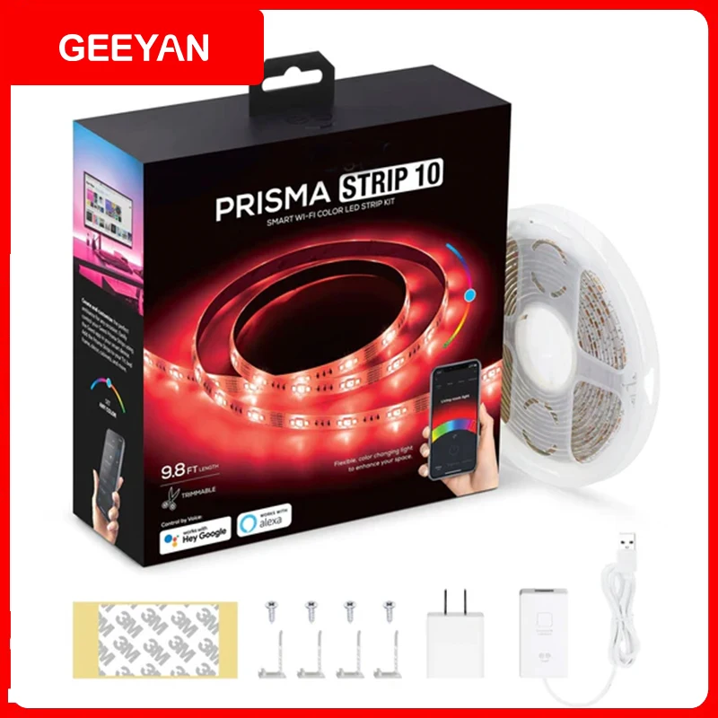 geeyan smart wifi rgb led light strip luz que muda a cor luz do quarto facil de instalar 50 pes 01