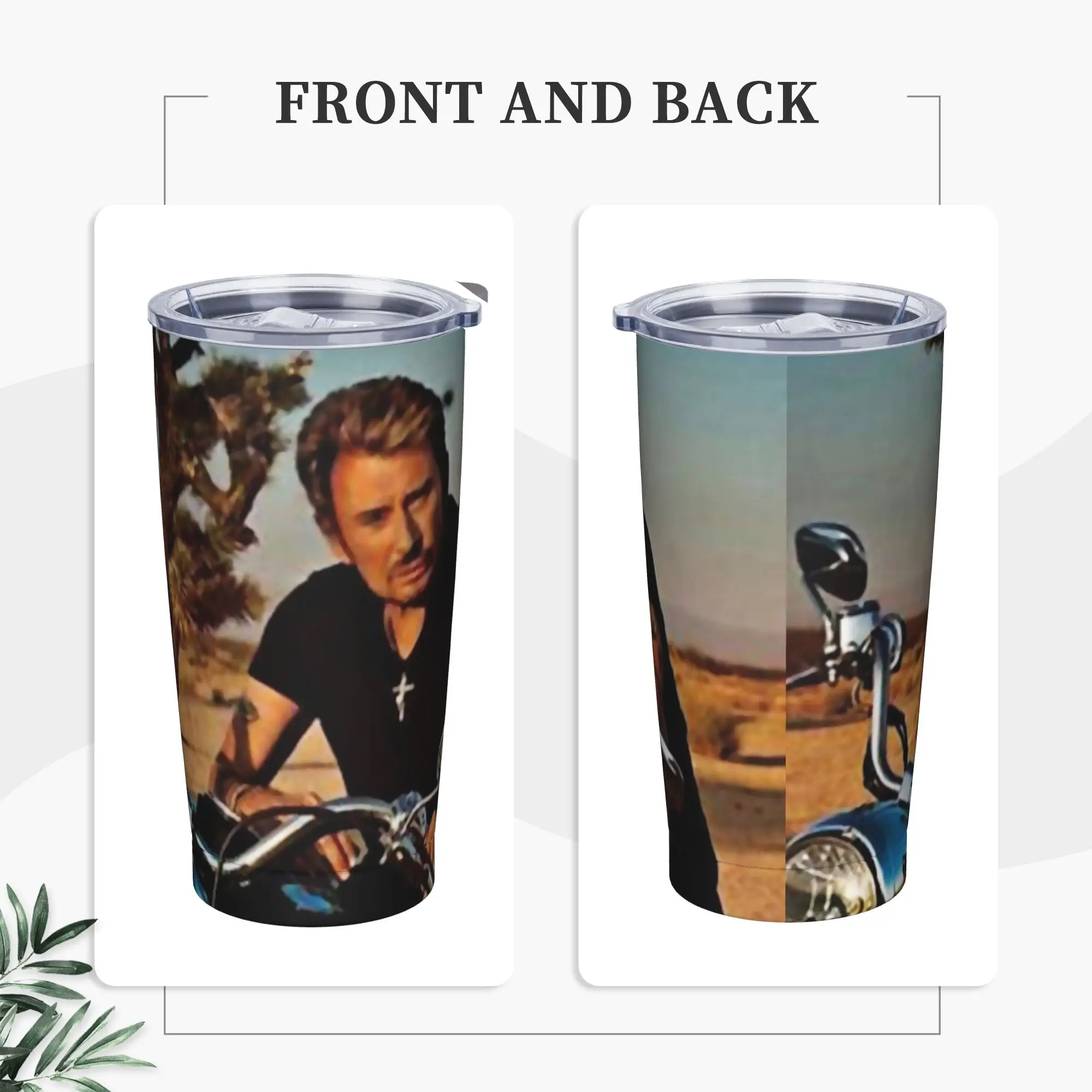 Johnny Hallyday Tumbler Vacuum Insulated Rock Music French Singer Coffee Cups Vacuum Flask Office Home Mugs Water Bottle, 20oz