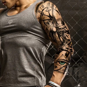 كبير كامل الذراع كم الوشم المؤقت، ملصق للماء، أنوبيس القديمة، مصر، اليونان، عين زيوس، وهمية الجسم الفن، الرجال والنساء أعلى 8 مبيعات مصرية للوشم - رقم 2