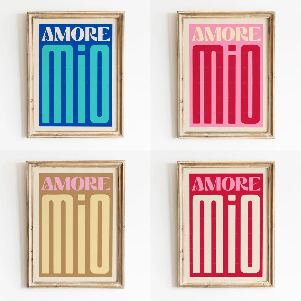 Modern Colorful Print Amore Mio Poster Wall Art Love Canvas Painting For Living Room Home Decor Valentine’s Day Gift Idea