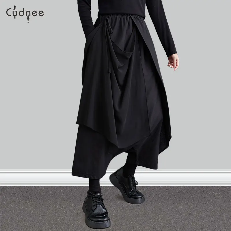 Womens Asymmetrical Autumn Winter Wide Leg Palazzo Lounge Plus Size Capris Oversized Jumpsuits Casual Loose Fit Culottes