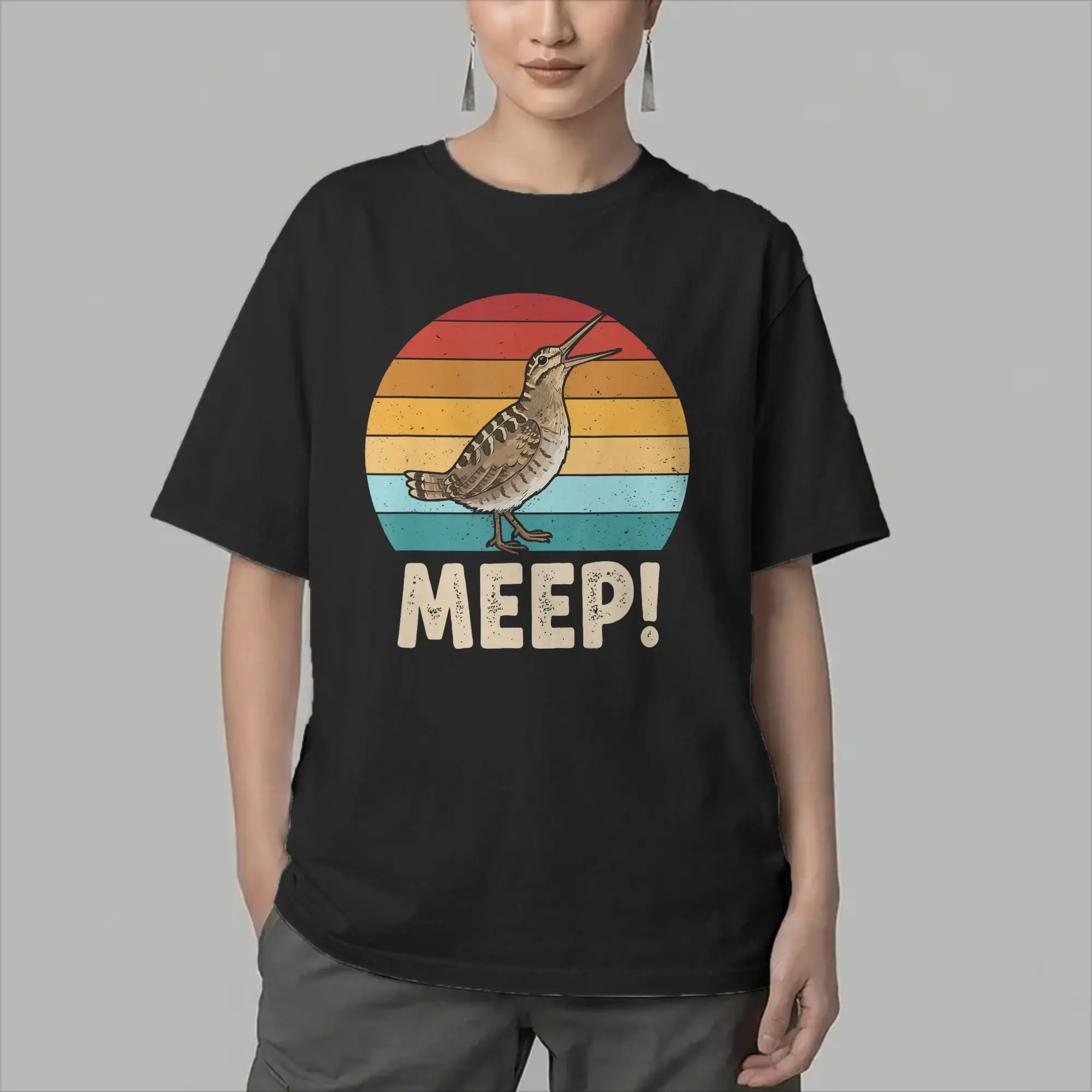 Meep Bird Meme Saying Meep Birds American Woodcocks Bird T-Shirts for Men Pure Cotton Tees Crew Neck Short Sleeve T Shirt