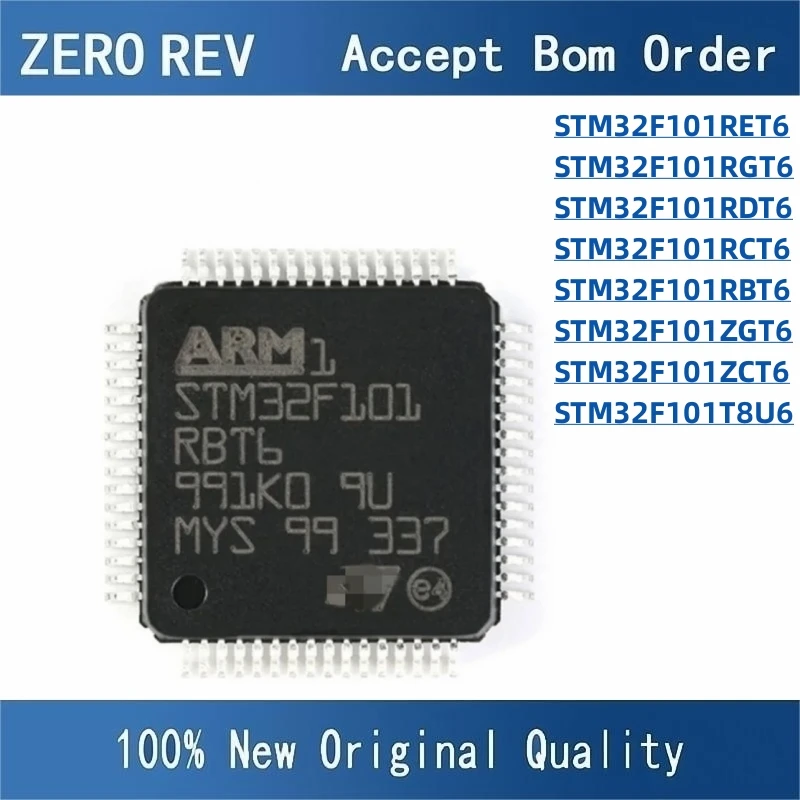 100% New STM32F101RET6 STM32F101RGT6 STM32F101RDT6 STM32F101RCT6 STM32F101RBT6 STM32F101ZGT6 STM32F101ZCT6 STM32F101T8U6 IC