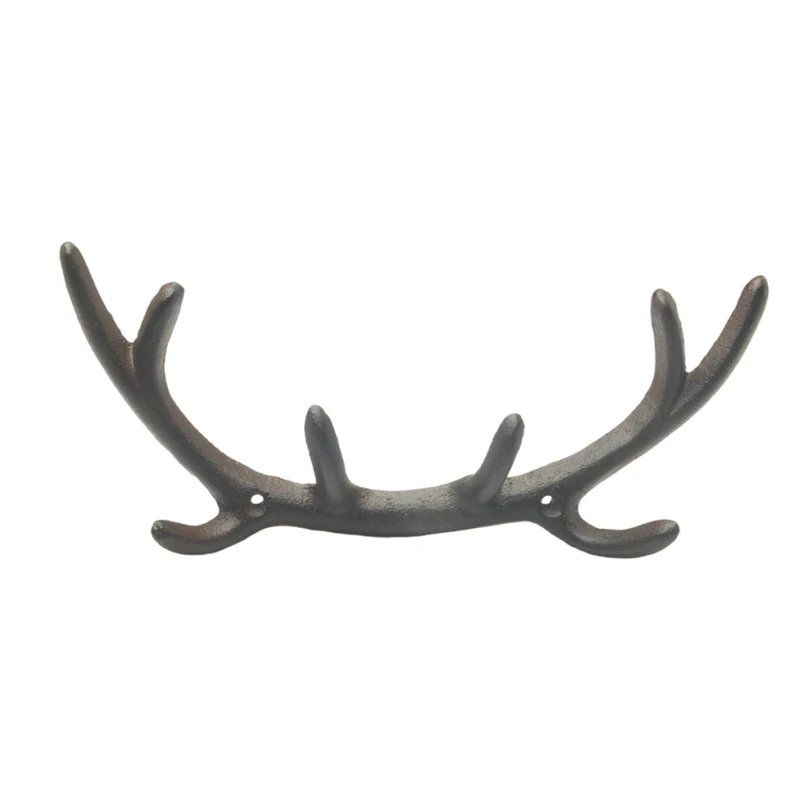 

Vintage Iron Deer Antler Wall Hook Functional Iron Antler Hook Portable Key Hanging Hook for Modern Home Aesthetic