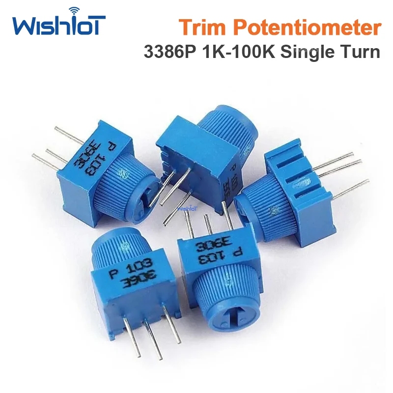 

100PCS 3386P Potentiometer Kit - 1K/100K Ohm Trim Pots with Knobs for Arduino/Breadboard (Single Turn)