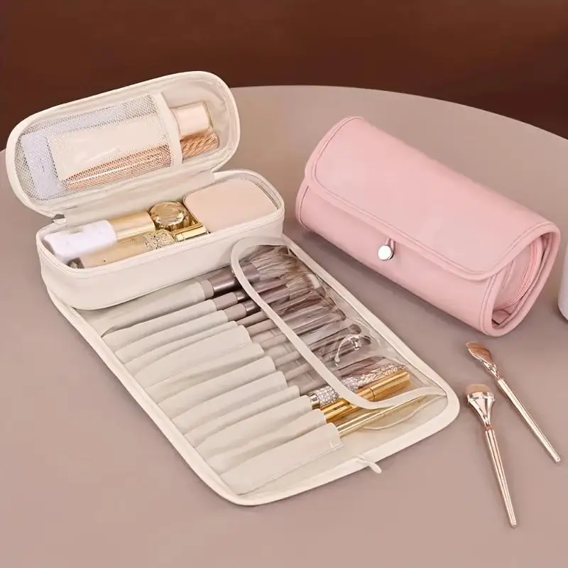 Große Multifunktionale Kosmetiktasche, Reise-Make-up-Pinsel-Tasche für Damen, Modische Tragbare Faltbare Beauty-Aufbewahrungstasche – Detail 3