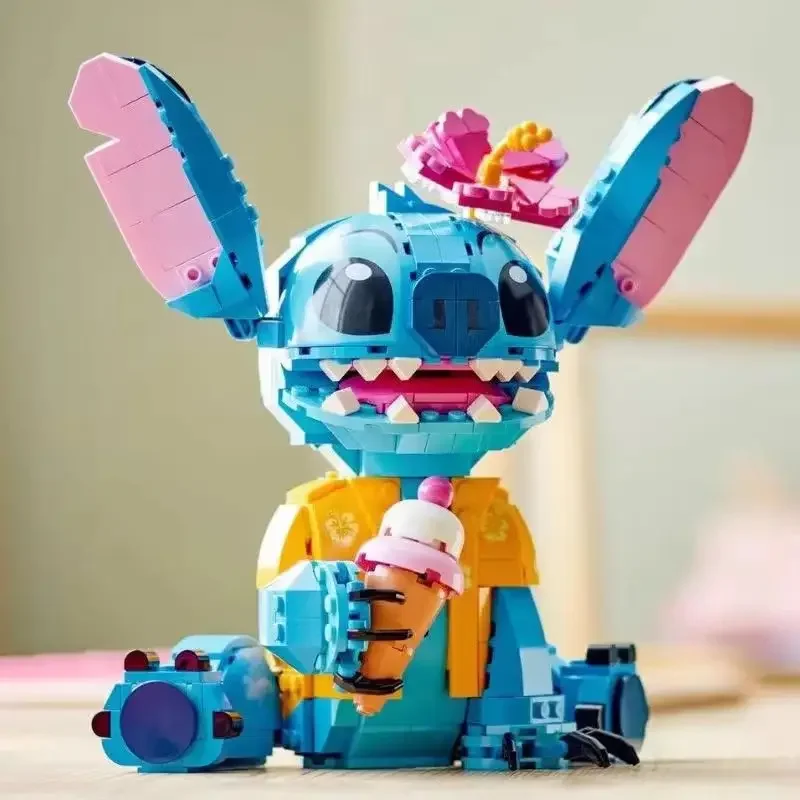 Cartoon Stitch Bausteine Spielzeug mit Beweglichen Ohren Pädagogisches DIY-Montage-Spielzeug für Kinder