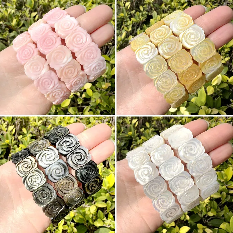 

New Natural Cherry Blossom Pink Shell Bracelet, Three Dimensional Rose Queen Shell Women's Fashion Romantic Jewelry Wholesale