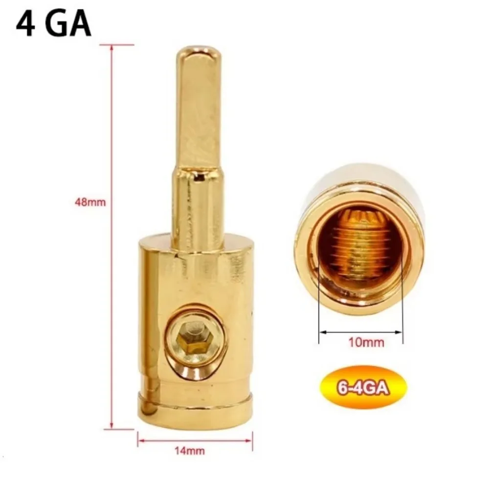 New Pure Copper Car Audio Connector 0GA 4GA 8GA Gold Silver Car Speaker Wire Terminal Car Audio Modified Connector