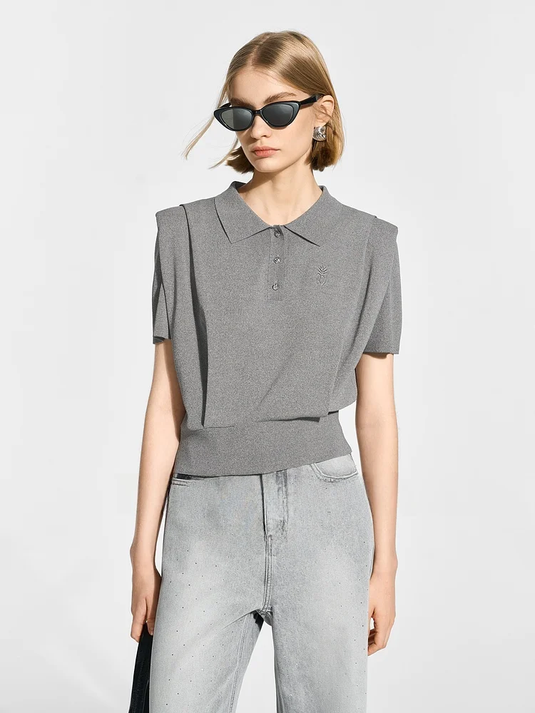 

Bie ort Sve Knitted Ne Top Women's Faion Commute Sle Slim Fit Summer New Arrival Beaded oulder Design
