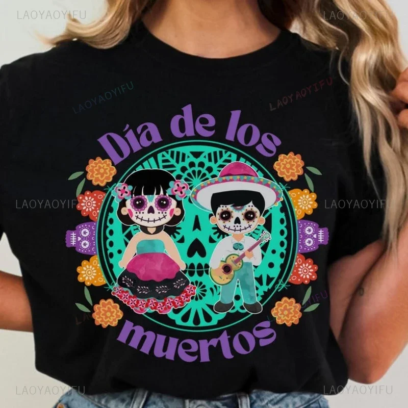 Día De Los Muertos Calavera mujer camisetas gráficas Día De los muertos esqueleto Día De los muertos camiseta verano cuello redondo manga corta