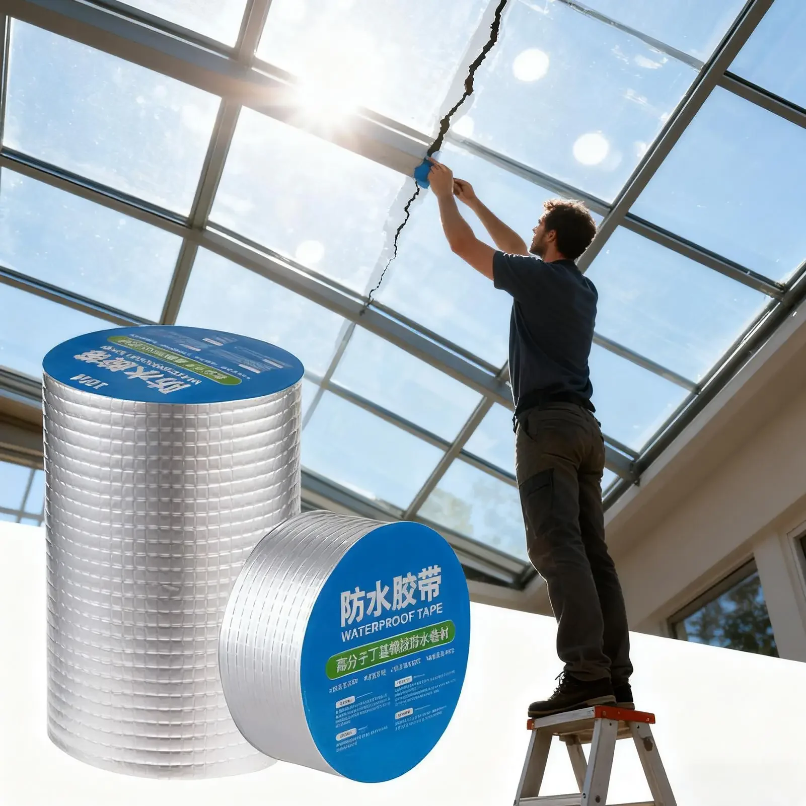 Water Proof Tape Waterproof Aluminum Foil Bandages Leak Fixing Rubber Repair Tape For RV Window Door Bathroom Pipe Roof Duct Car