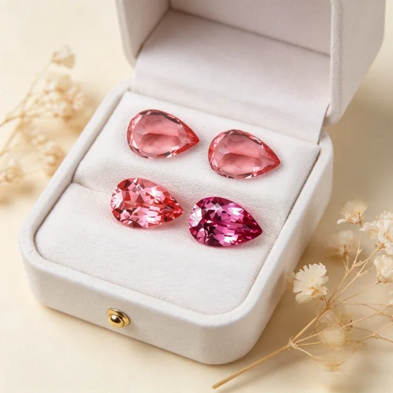 Artificial Sapphire Padparadscha Fire Lotus Color Pear Shape Certificate Selectable