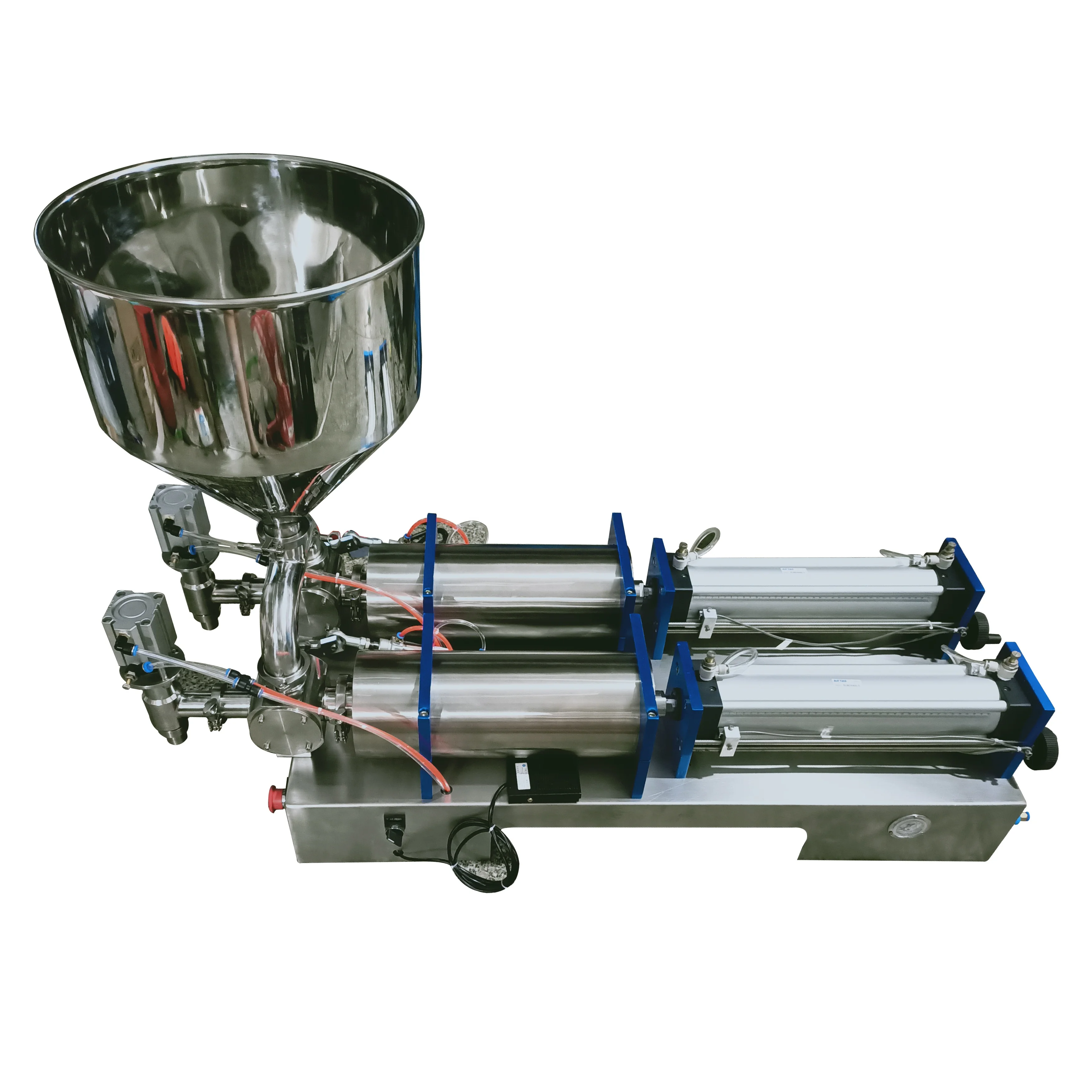 Máquina de Llenado Semiautomática de Alta Viscosidad de 5 Litros con Dos Cabezales para Llenado de Pasta, Jugo, Champú, Bebidas y Aceite en Botellas de Vidrio