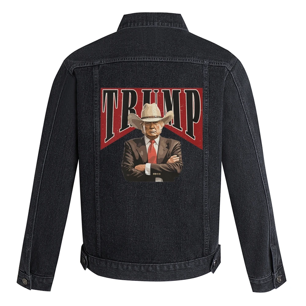 Denim Jacket Man Trump Pop Clothing Y2K Clothes Winter Jacket for Men Women Modern Style Fashion Casual Long Sleeve Clothing