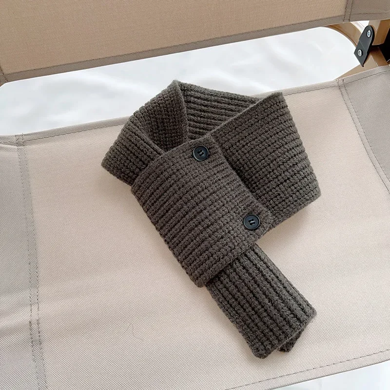 Sciarpa silenziatore per bambini calda di nuova moda invernale per bambini per ragazze dei ragazzi Bottoni in maglia con colletto incrociato Anello per il collo Sciarpe in tinta unita per bambini