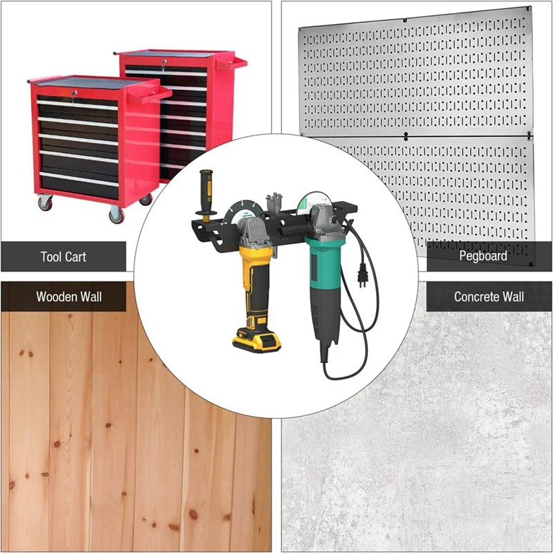 Wall-Mounted Angle Grinder Rack Carbon Steel Holder Mechanical Garage Wall Cutter Polisher Vertical Storage Hanger