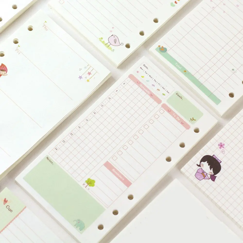 Kawaii Agenda A5 A6 Monthly To do List Daily Planner Loose Leaf Paper Refill Binder Inside Page Notebook Paper Notebook Refill